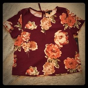 Maroon Floral Crop Top